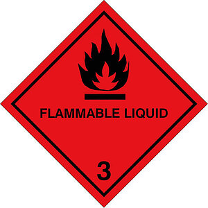 SafetyMarking Gefahrzettel nach ADR | Klasse 3, Entzündbare flüssige Stoffe Flammable Liquid