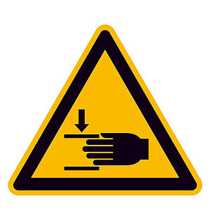Warnschild auf Bogen | Warnung vor Handverletzungen