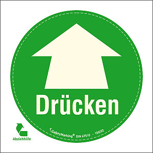 Türschild langnachleuchtend | Motiv: Drücken + Pfeil, einseitig bedruckt 38.4960 Türschild langnachleuchtend | Motiv: Drücken + Pfeil, einseitig bedruckt