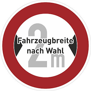 Verkehrsschild | Verbot für Fahrzeuge über angegebene tatsächliche Breite VZ: 264 53.5718 Verkehrsschild | Verbot für Fahrzeuge über angegebene tatsächliche Breite VZ: 264