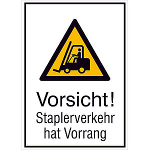 Warn-Kombischild | Vorsicht! Staplerverkehr hat Vorrang