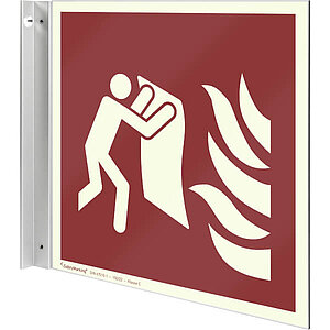 Fahnenschild Brandschutz langnachleuchtend | Feuerlöschdecke 50.A5215 Fahnenschild Brandschutz langnachleuchtend | Feuerlöschdecke