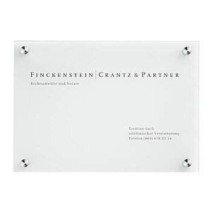 CRISTALLO Firmenschild Wegweiser | rahmenlos aus 1 x 8 mm Sicherheitsglas mit hochwertigen Edelstahlhaltern CR2995 CRISTALLO Firmenschild Wegweiser | rahmenlos aus 1 x 8 mm Sicherheitsglas mit hochwertigen Edelstahlhaltern