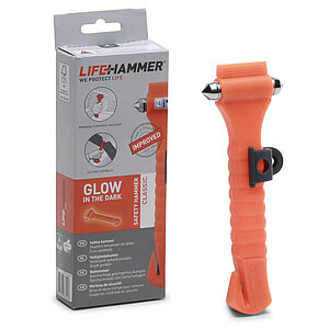 Lifehammer Rettungshammer Classic Glow in the Dark orange | Nothammer zum Zertrümmern von Autoscheiben LW1120 Lifehammer Rettungshammer Classic Glow in the Dark orange | Nothammer zum Zertrümmern von Autoscheiben
