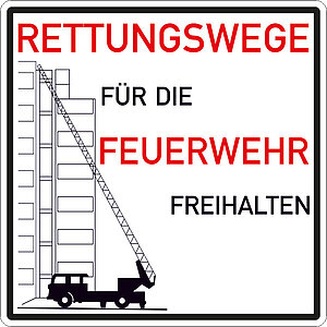 Hinweisschild für Feuerwehrzufahrten | Rettungswege für die Feuerwehr freihalten