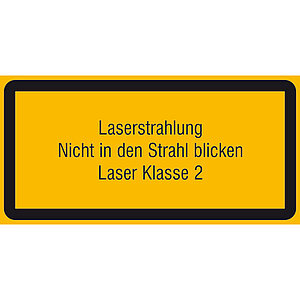 Warn-Zusatzschild - Laserkennzeichnung | Laserstrahlung Nicht in den Strahl blicken, Laser Klasse 2 21.1903 Warn-Zusatzschild - Laserkennzeichnung | Laserstrahlung Nicht in den Strahl blicken, Laser Klasse 2