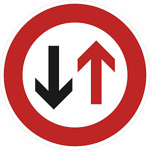 Verkehrsschild | Dem Gegenverkehr Vorrang gewähren VZ: 208 53.5726 Verkehrsschild | Dem Gegenverkehr Vorrang gewähren VZ: 208