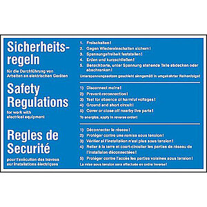Hinweisschild - Elektrotechnik | 5 Sicherheitsregeln mehrsprachig 43.0537 Hinweisschild - Elektrotechnik | 5 Sicherheitsregeln mehrsprachig