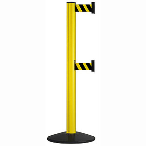 Gurtpfosten Safety Double Belt | Aluminiumpfosten: gelb, Gurt: gelb/schwarz MA9501 Gurtpfosten Safety Double Belt | Aluminiumpfosten: gelb, Gurt: gelb/schwarz