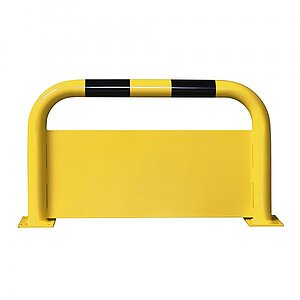 Rammschutzbügel gelb/schwarz | (BxH) 100,0 x 60,0 cm, mit Unterfahrschutz, zum Aufdübeln MW17619 Rammschutzbügel gelb/schwarz | (BxH) 100,0 x 60,0 cm, mit Unterfahrschutz, zum Aufdübeln
