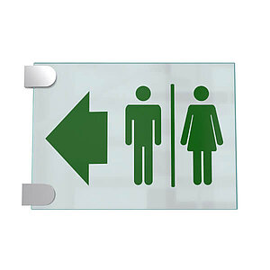 CRISTALLO Fahnenschild | aus 1 x 4 mm Sicherheitsglas mit Edelstahl-Schildklemmen