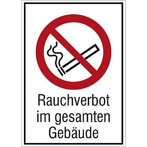 Verbots-Kombischild | Rauchverbot im gesamten Gebäude 43.A6041 Verbots-Kombischild | Rauchverbot im gesamten Gebäude