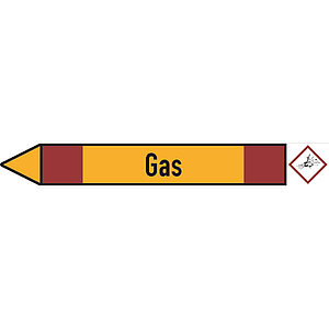 SafetyMarking Rohrleitungspfeil mit GHS-Symbol | Gas linksweisend 21.4268 SafetyMarking Rohrleitungspfeil mit GHS-Symbol | Gas linksweisend