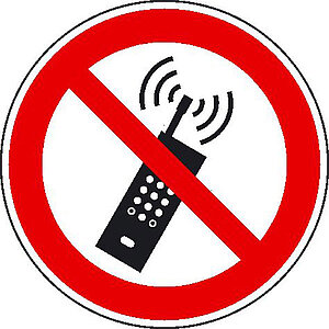 Verbotsschild | Eingeschaltete Mobiltelefone verboten