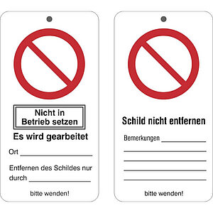 Wartungsanhänger mit Sicherheitszeichen | Nicht in Betrieb setzen 41.1456 Wartungsanhänger mit Sicherheitszeichen | Nicht in Betrieb setzen