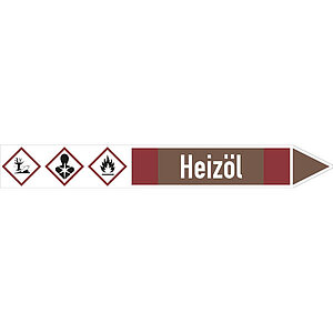 SafetyMarking Rohrleitungspfeil mit GHS-Symbol | Heizöl rechtsweisend 30.4216 SafetyMarking Rohrleitungspfeil mit GHS-Symbol | Heizöl rechtsweisend