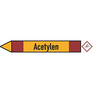 SafetyMarking Rohrleitungspfeil mit GHS-Symbol | Acetylen linksweisend 30.4131 SafetyMarking Rohrleitungspfeil mit GHS-Symbol | Acetylen linksweisend