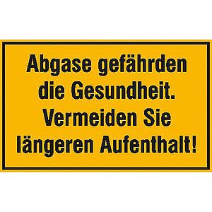 Hinweisschild für Tankanlagen und Garagen | Abgase gefährden die Gesundheit.