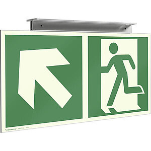 Fluchtwegschild zur Deckenmontage | zur zweiseitigen Fluchtwegkenneichnung 50.3048 Fluchtwegschild zur Deckenmontage | zur zweiseitigen Fluchtwegkenneichnung