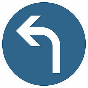 Verkehrsschild | Vorgeschriebene Fahrtrichtung links VZ: 209-10 53.6010 Verkehrsschild | Vorgeschriebene Fahrtrichtung links VZ: 209-10