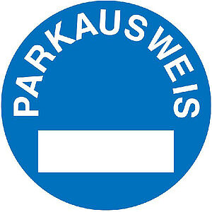 Parkausweis-Vignette zur Innenverklebung an Windschutzscheiben | Text: Parkausweis Farbe: blau/weiß