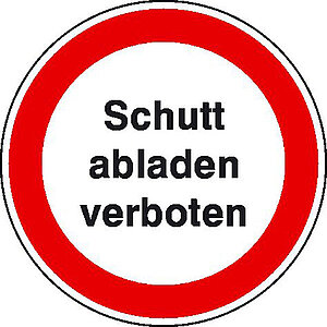 Hinweisschild - Wald- und Freizeitanlagen | Schutt abladen verboten 11.1184 Hinweisschild - Wald- und Freizeitanlagen | Schutt abladen verboten