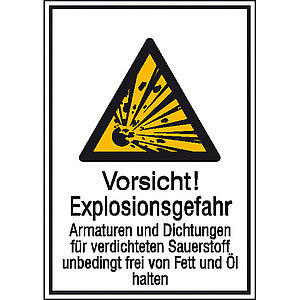 Warn-Kombischild | Vorsicht! Explosionsgefahr Armaturen und