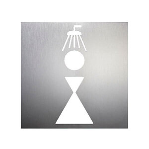 Phos Türschild aus Edelstahl | Wandschild mit Symbol Damendusche PK1415 Phos Türschild aus Edelstahl | Wandschild mit Symbol Damendusche