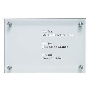 CRISTALLO Firmenschild Wegweiser | rahmenloses Glasschild aus 1 x 8 mm Sicherheitsglas mit Edelstahlhalter CR2960 CRISTALLO Firmenschild Wegweiser | rahmenloses Glasschild aus 1 x 8 mm Sicherheitsglas mit Edelstahlhalter
