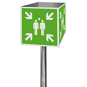 Fluchtwegschild-Würfel | Sammelstelle 53.A2021 Fluchtwegschild-Würfel | Sammelstelle