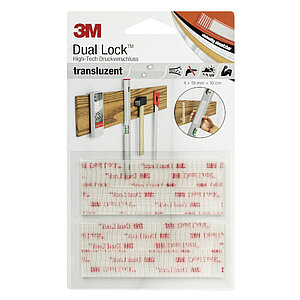 3M Dual Lock Klett-Klebeband | Farbe: transluzent, Maße (LxB): 10,0 x 1,9 cm, 1 VE = 4 Streifen 3M3561 3M Dual Lock Klett-Klebeband | Farbe: transluzent, Maße (LxB): 10,0 x 1,9 cm, 1 VE = 4 Streifen
