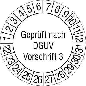 Prüfplakette | Geprüft nach DGUV Vorschrift 3