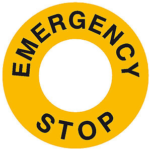 PROTECT Maschinenkennzeichnung - Not Aus - | gelb/schwarz, Text: Emergency Stop
