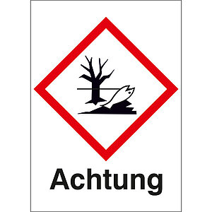 GHS-Gefahrstoffetikett | Kombischild mit Text: Achtung 30.B1105 GHS-Gefahrstoffetikett | Kombischild mit Text: Achtung