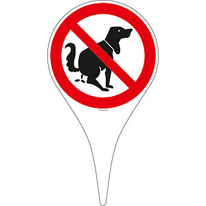 Erdspieß mit Verbotsschild | Hier kein Hundeklo 50.0494 Erdspieß mit Verbotsschild | Hier kein Hundeklo