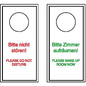 Hinweisschild - Gaststätten, Pensionen, Hotels | Anhänger für Türklinken, deutsch/englisch