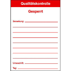 Qualitätskennzeichnungsetiketten | Text: Qualitätskontrolle - Gesperrt -