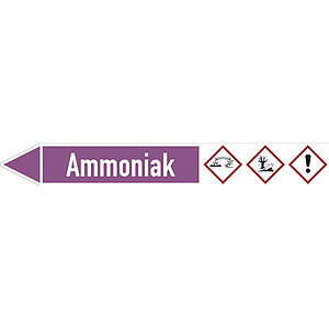 SafetyMarking Rohrleitungspfeil mit GHS-Symbol | Ammoniak linksweisend 30.4194 SafetyMarking Rohrleitungspfeil mit GHS-Symbol | Ammoniak linksweisend