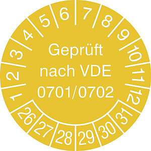 Prüfplakette | Geprüft nach VDE 0701/0702