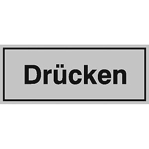 Türschild Drücken | Farbe: silber / schwarz