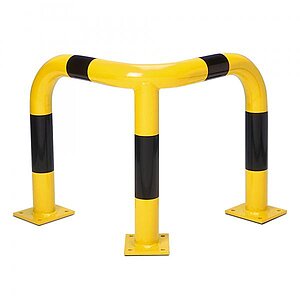 Rammschutz-Eckbügel gelb/schwarz | Höhe: 60 cm, hochbelastbarer Gütestahl, zum Aufdübeln MW14637 Rammschutz-Eckbügel gelb/schwarz | Höhe: 60 cm, hochbelastbarer Gütestahl, zum Aufdübeln