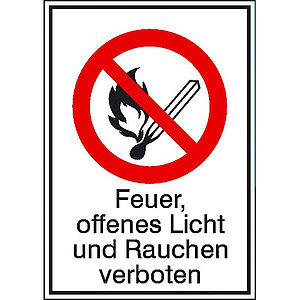 Verbots-Kombischild | Feuer, offenes Licht und Rauchen verboten 21.1130 Verbots-Kombischild | Feuer, offenes Licht und Rauchen verboten