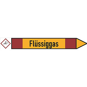SafetyMarking Rohrleitungspfeil mit GHS-Symbol | Flüssiggas rechtsweisend 30.4134 SafetyMarking Rohrleitungspfeil mit GHS-Symbol | Flüssiggas rechtsweisend