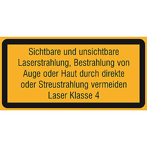 Warn-Zusatzschild | Sichtbare und unsichtbare Laserstrahlung, Laser Klasse 4