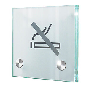CRISTALLO Türschild | rahmenlos aus 2 x 4 mm Sicherheitsglas mit hochwertigen Edelstahlhaltern CR2903 CRISTALLO Türschild | rahmenlos aus 2 x 4 mm Sicherheitsglas mit hochwertigen Edelstahlhaltern
