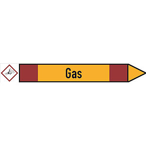 SafetyMarking Rohrleitungspfeil mit GHS-Symbol | Gas rechtsweisend 21.4153 SafetyMarking Rohrleitungspfeil mit GHS-Symbol | Gas rechtsweisend