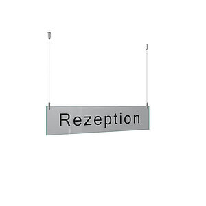 CRISTALLO Infoleiste als Deckenabhänger | aus 1 x 5 mm Sicherheitsglas mit Stahlseil CR3940 CRISTALLO Infoleiste als Deckenabhänger | aus 1 x 5 mm Sicherheitsglas mit Stahlseil