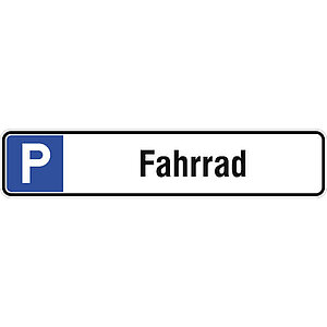 Parkplatzschild | Symbol: P, Text: Fahrrad 11.5521 Parkplatzschild | Symbol: P, Text: Fahrrad