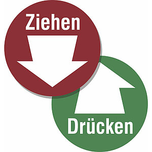 Türschild, zweiseitig | Drücken / Ziehen mit Pfeil