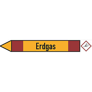SafetyMarking Rohrleitungspfeil mit GHS-Symbol | Erdgas linksweisend 30.4133 SafetyMarking Rohrleitungspfeil mit GHS-Symbol | Erdgas linksweisend